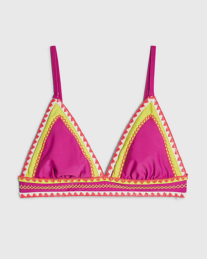 Purple Triangle Whipstitch Bikini Top