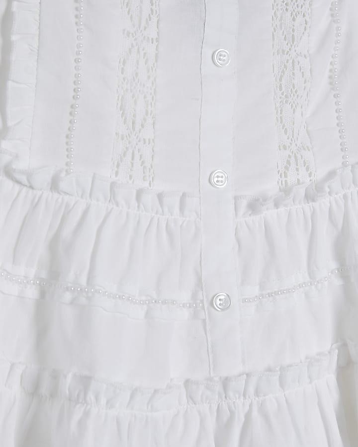 White Lace and Pearl Cami Top