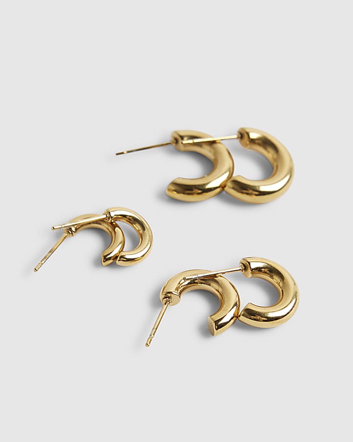 Gold Pack Of 3 Hoop Earrings