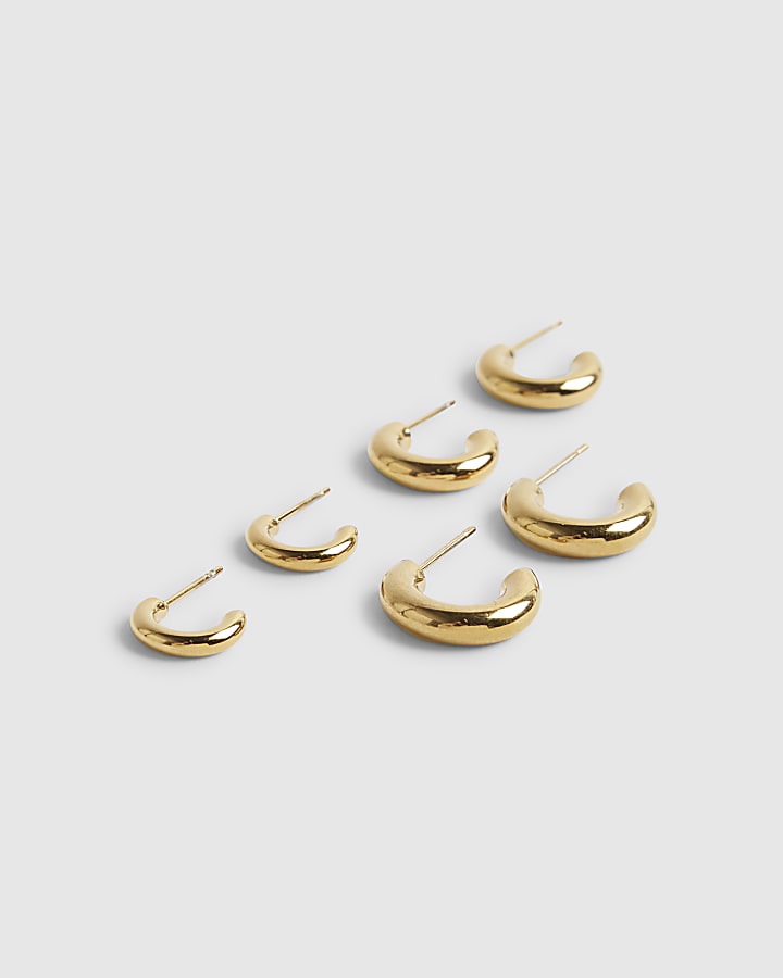 Gold Pack Of 3 Hoop Earrings