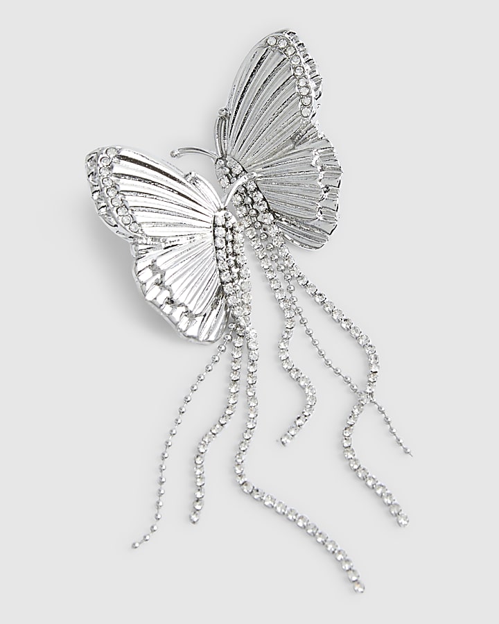 Silver Butterfly Drop Earrings