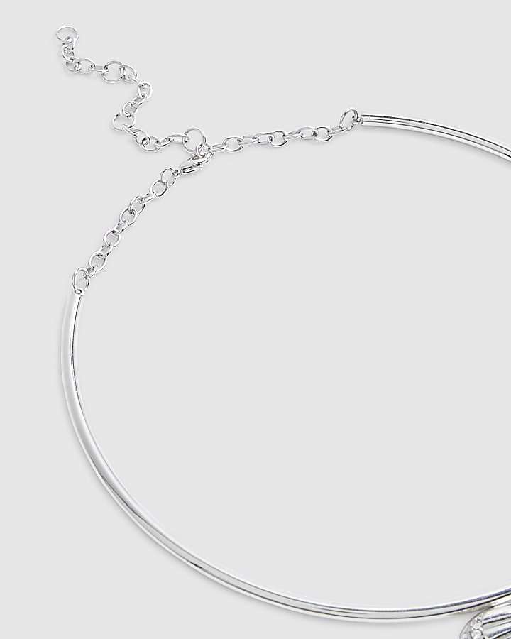 Silver Butterfly Torque Necklace