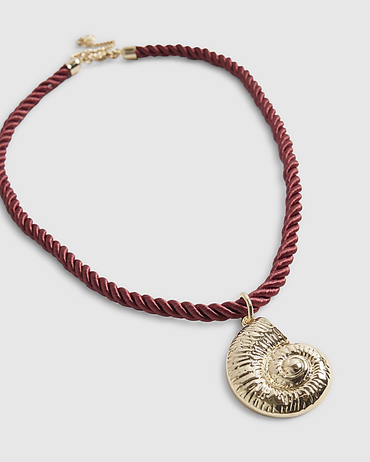 Gold Shell Pendant Rope Necklace