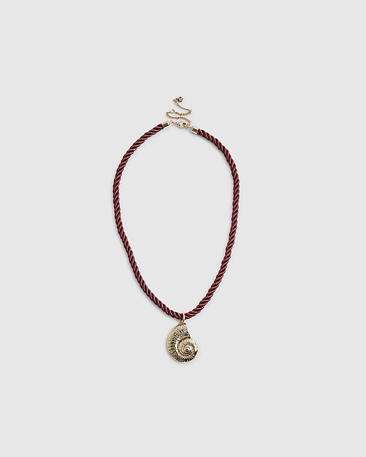Gold Shell Pendant Rope Necklace