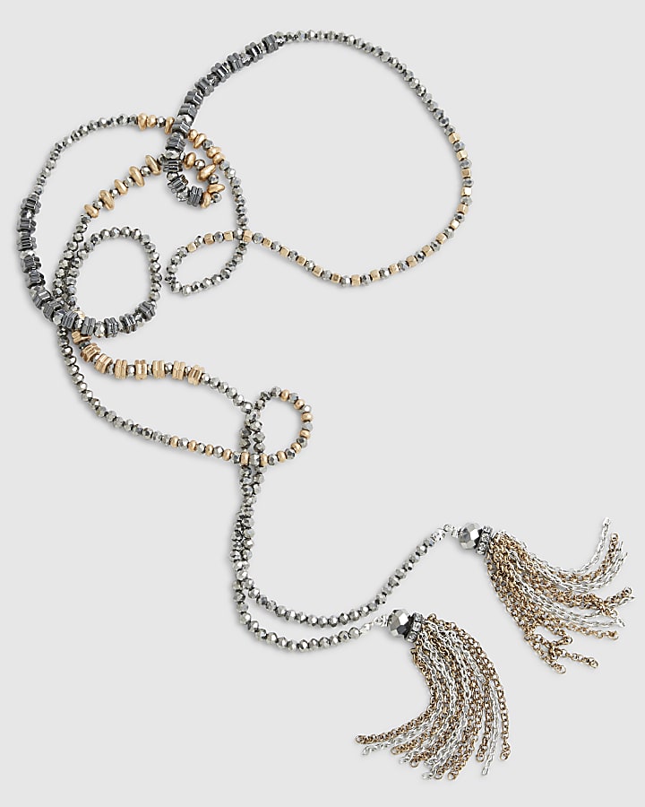 Silver Mixed Metal Beaded Belt