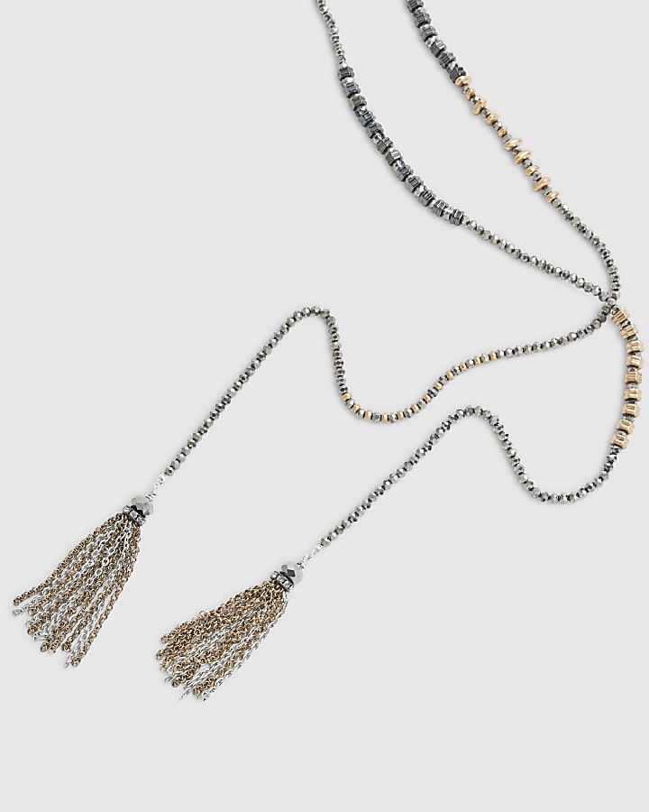 Silver Mixed Metal Beaded Belt