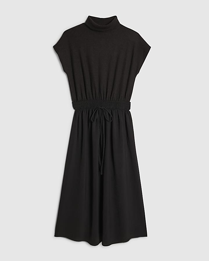 Black Cosy Hybrid Midi Dress