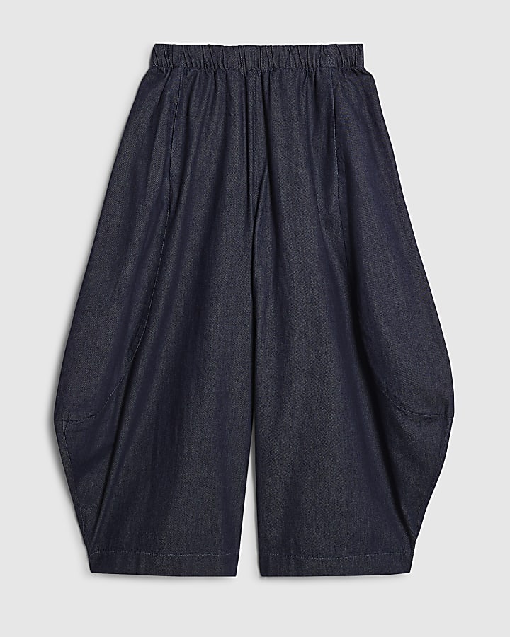 Blue Elasticated Horseshoe Barrel Leg Jeans