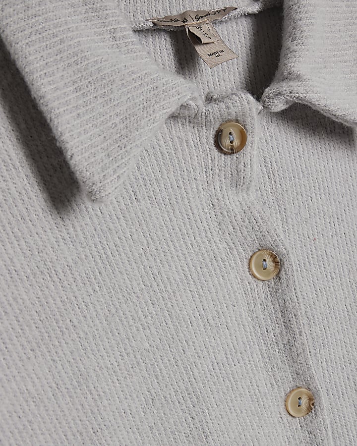 Grey Long Sleeve Cosy Bubble Hem Cardigan