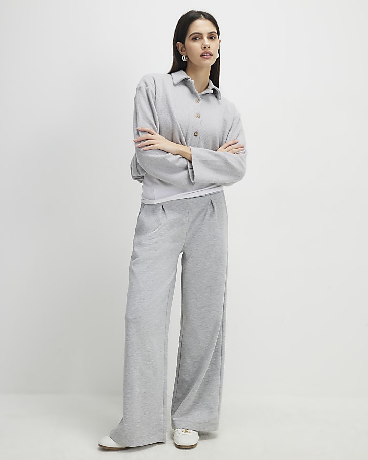 Grey Long Sleeve Cosy Bubble Hem Cardigan