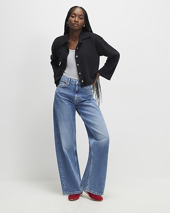 Black Long Sleeve Cosy Bubble Hem Cardigan