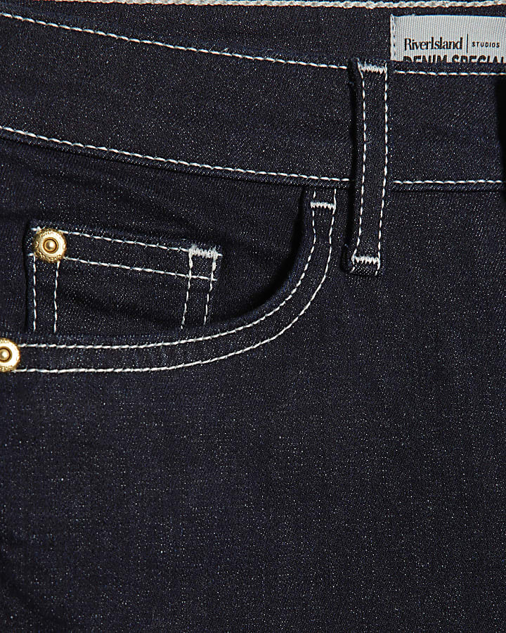 Blue Contrast Stitch Skinny Jeans