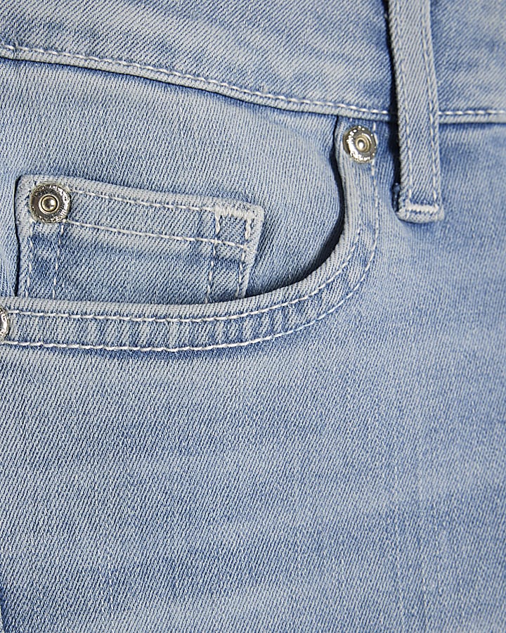 Blue Contrast Stitch Skinny Jeans