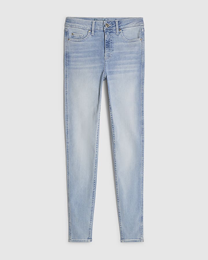 Blue Contrast Stitch Skinny Jeans
