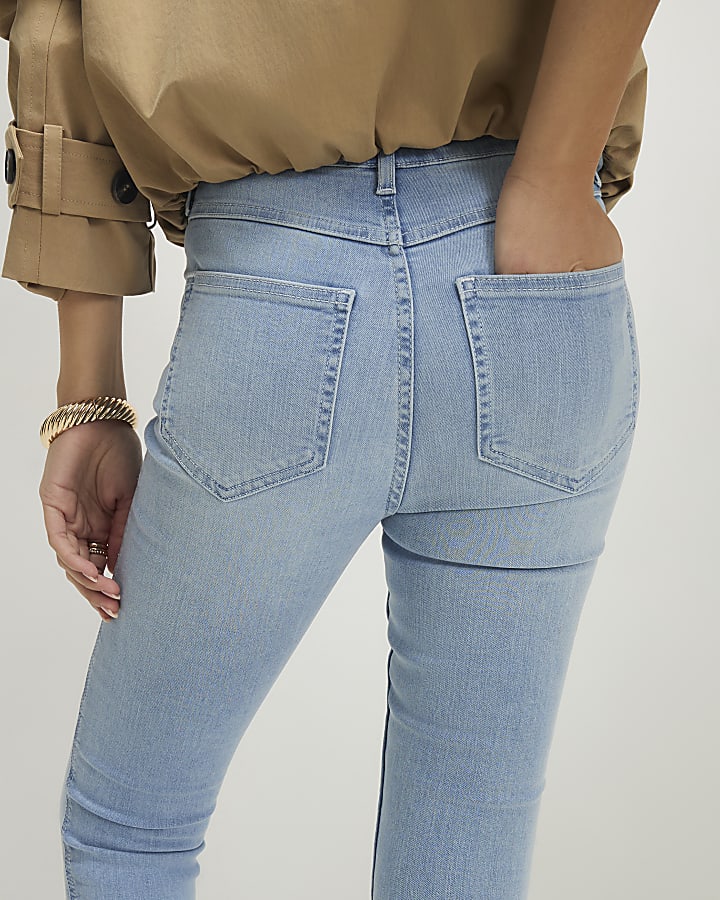 Blue Contrast Stitch Skinny Jeans