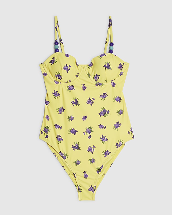 Yellow Floral Underwired Swimsuit