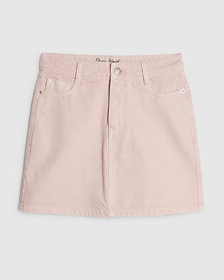 Pink Denim Mini Skirt