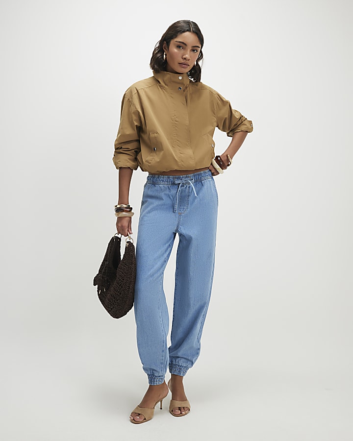 Blue Denim Cuffed Joggers