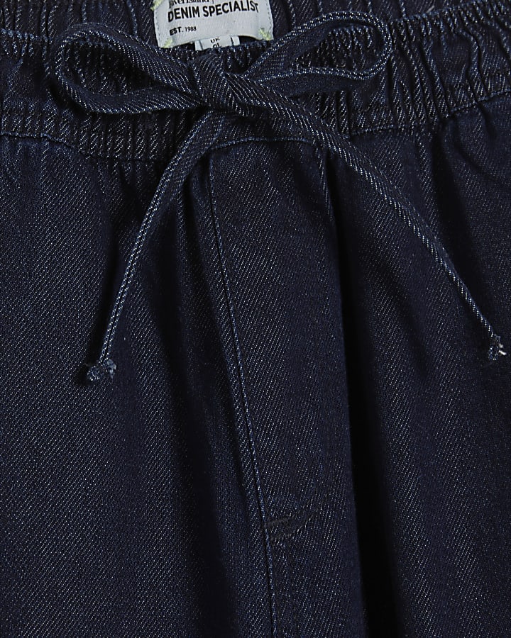Black Denim Cuffed Joggers