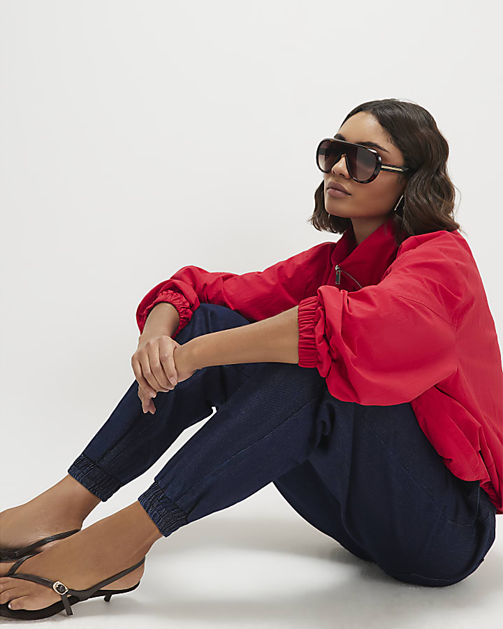 Black Denim Cuffed Joggers