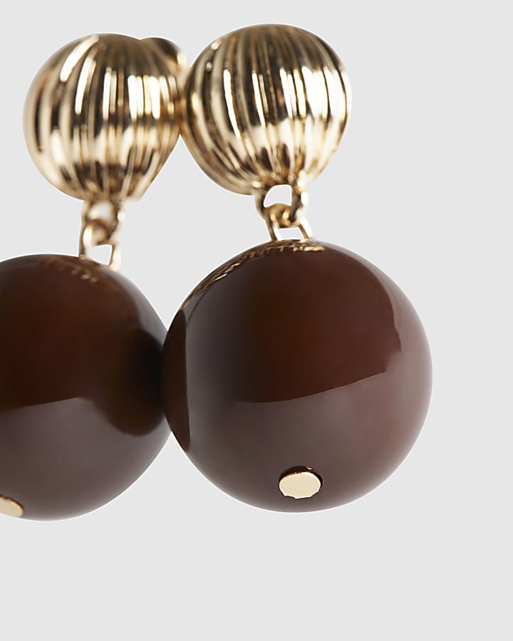 Brown Choc Ball Drop Earrings