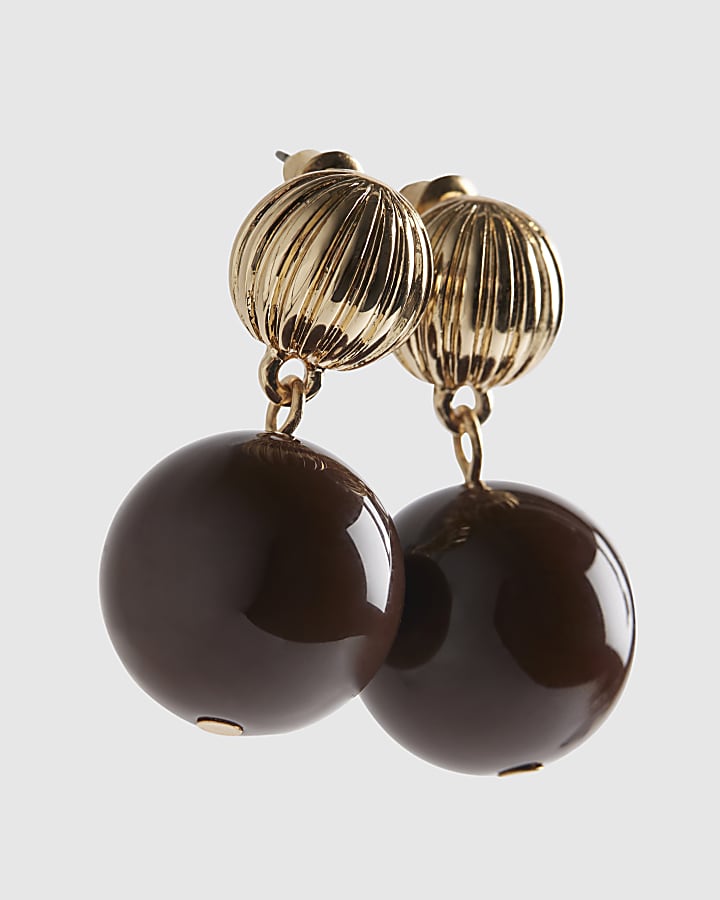 Brown Choc Ball Drop Earrings