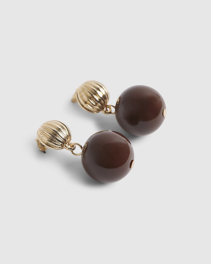 Brown Choc Ball Drop Earrings