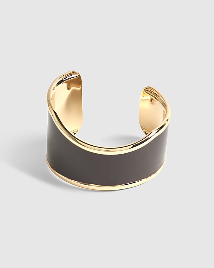 Brown Choc Enamel Cuff Bangle Bracelet