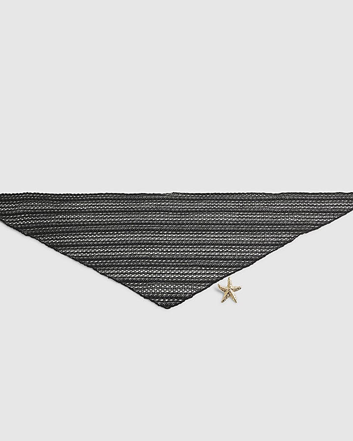Black Black Broderie Starfish Scarf