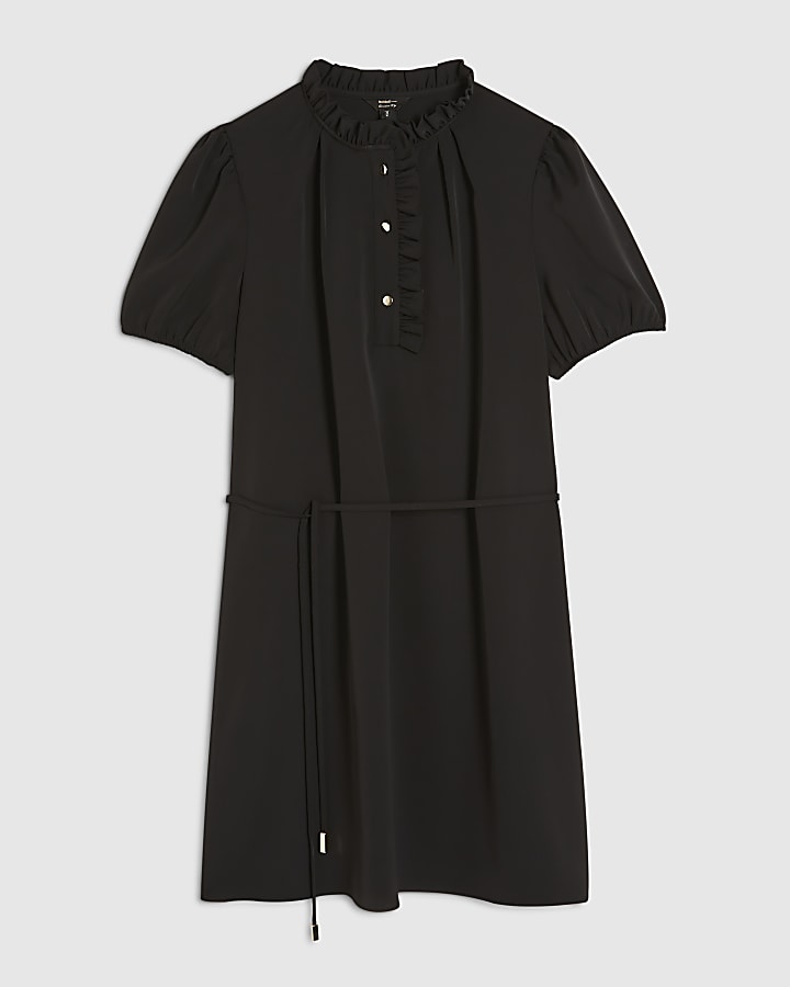 Black Frill Trim Work Dress