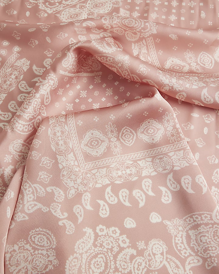 Pink Paisley Print Neck Scarf