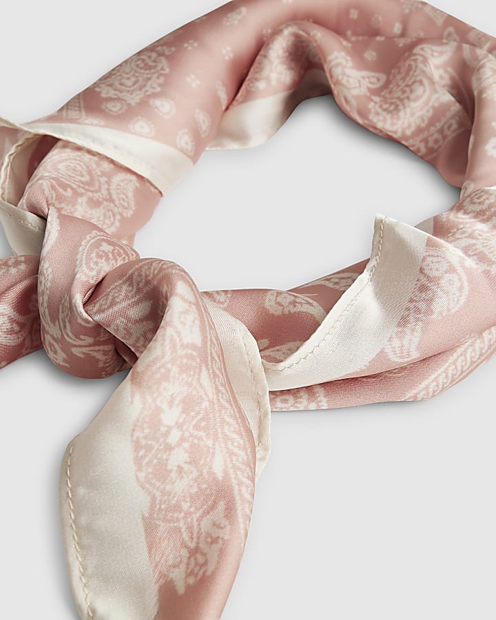 Pink Paisley Print Neck Scarf