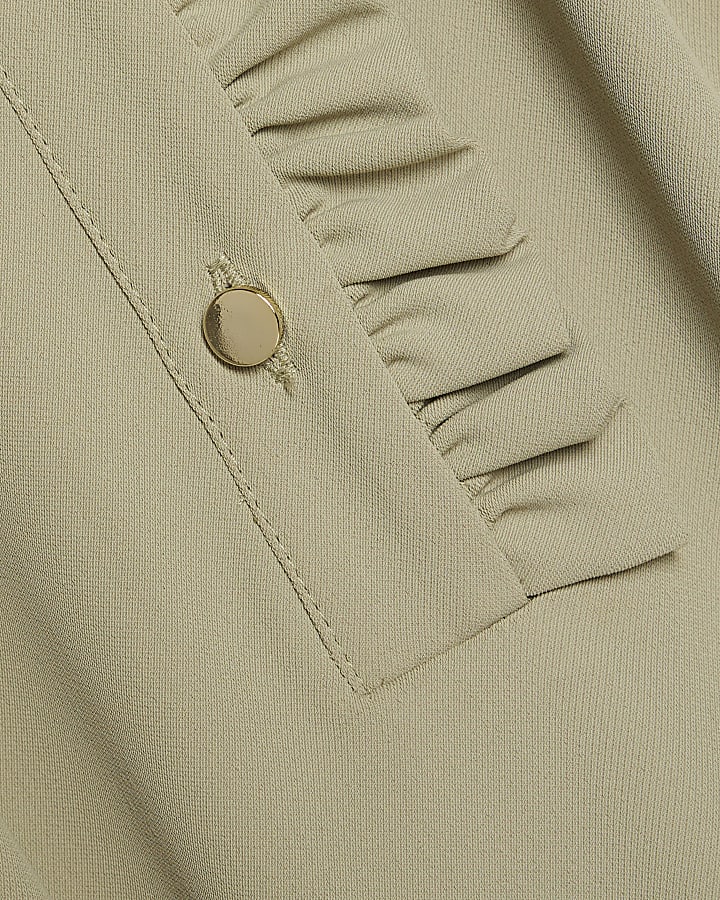 Green Frill Trim Mini Dress