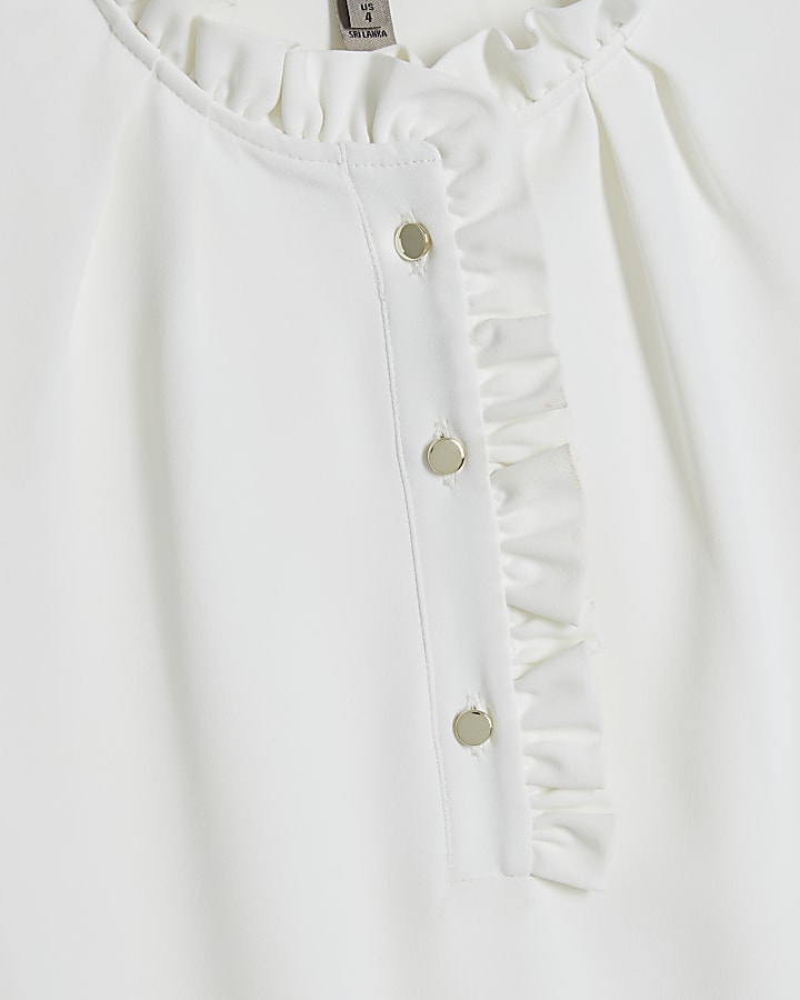 Cream Frill Trim Mini Dress