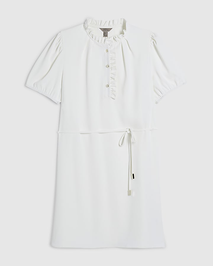 Cream Frill Trim Mini Dress