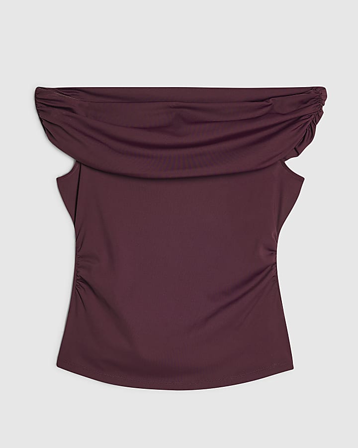 Red Short Sleeve Bardot Top
