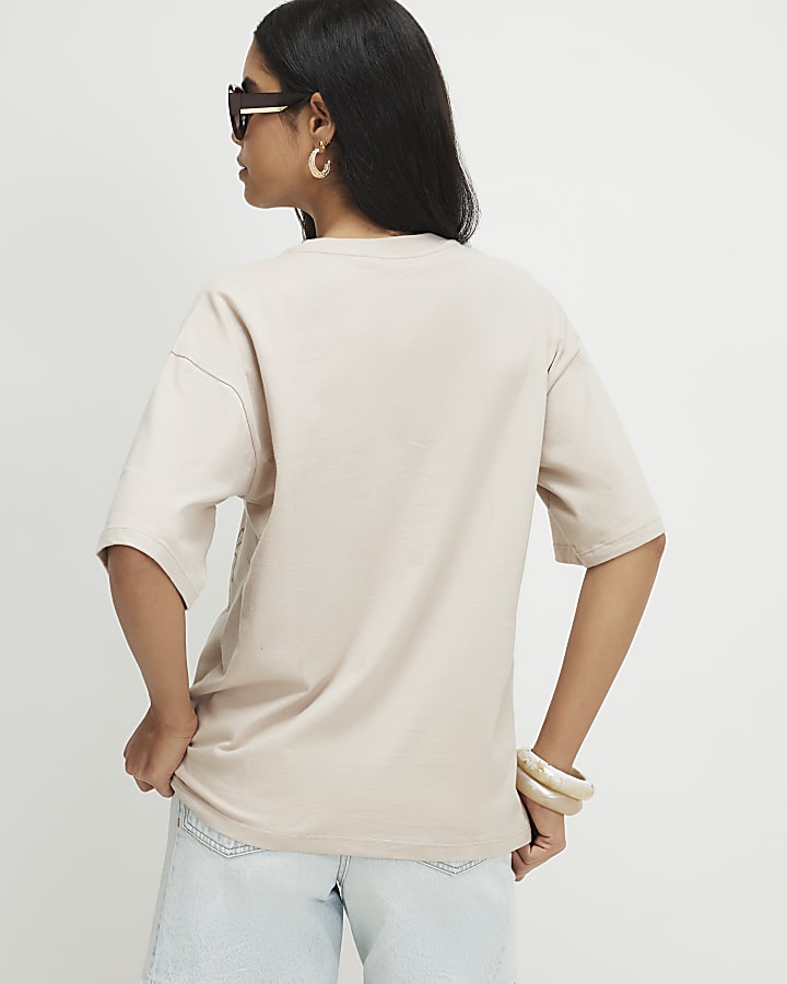 Cream Neon Palm Cutwork T-Shirt