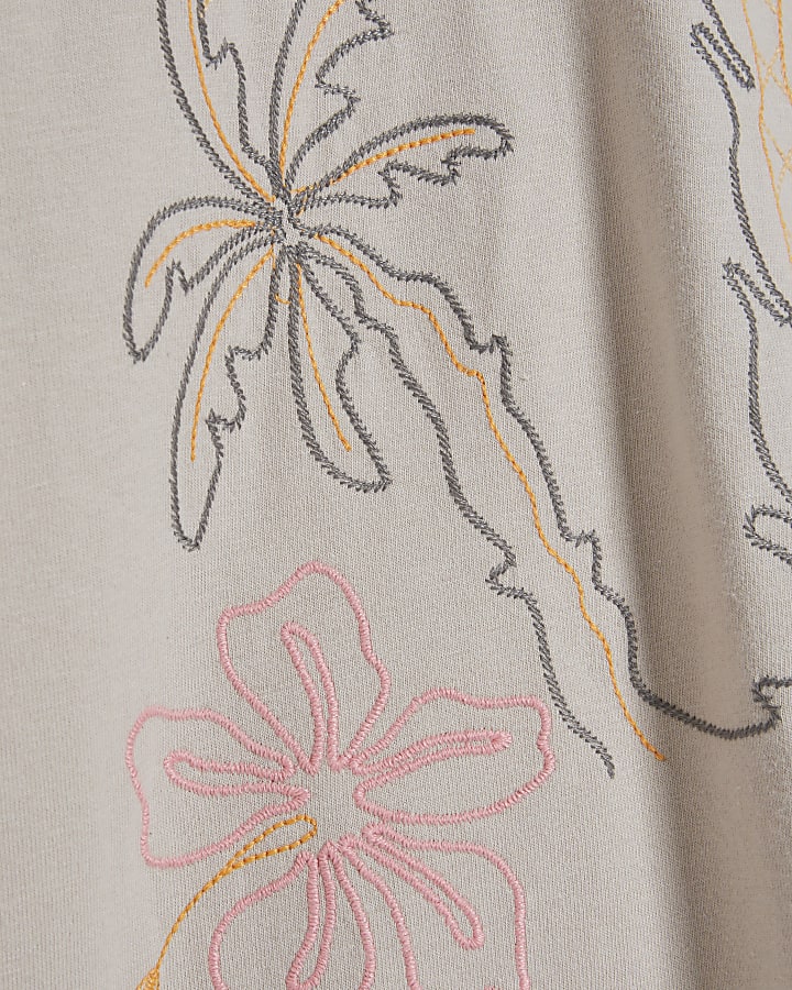 Cream Neon Palm Cutwork T-Shirt