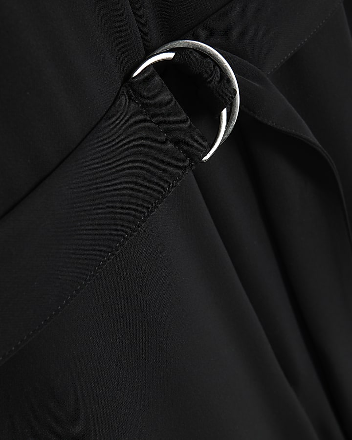 Black Twill Zip Front Jumpsuit