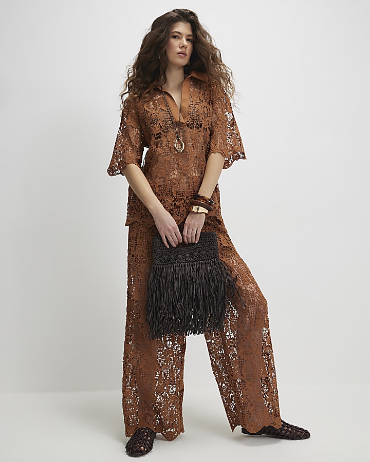 Brown Crochet Trousers