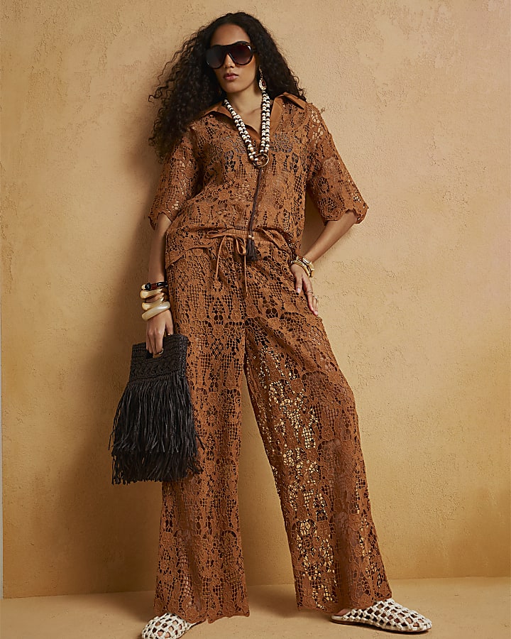 Brown Crochet Trousers