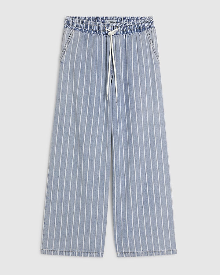 Petite Stripe Wide Leg Pyjama Style Jeans