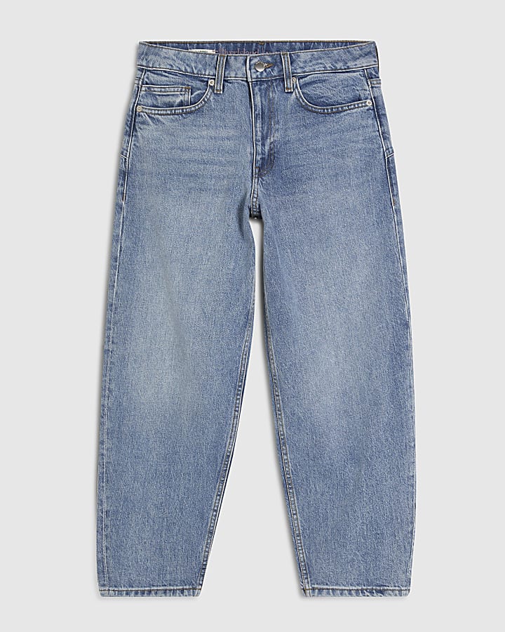 Petite Blue Barrel Leg Jeans