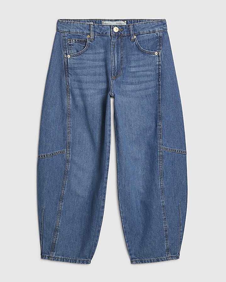 Petite Blue Soft Barrel Laeg Jeans