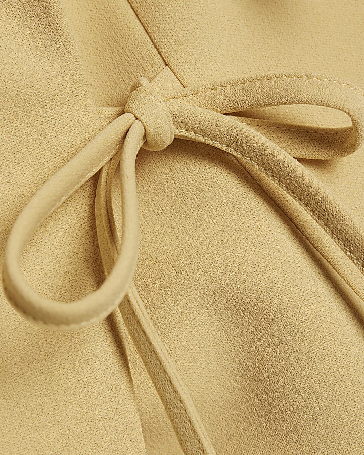 Yellow Asymmetric Bow Tie Front Waistcoat