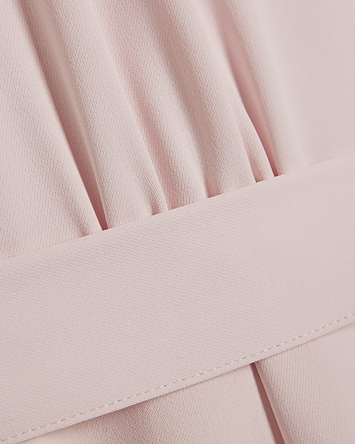 Pink Short Sleeve Belted Playsuit