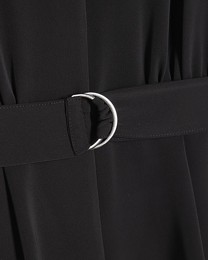 Black Short Sleeve Belted Playsuit