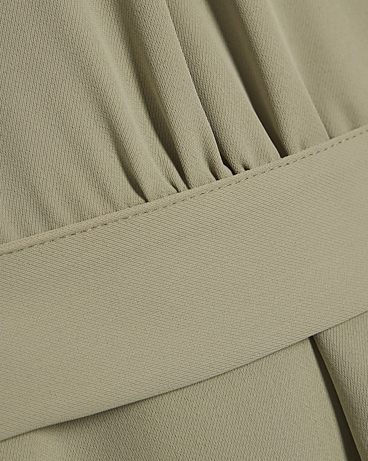 Khaki Short Sleeve Belted Playsuit