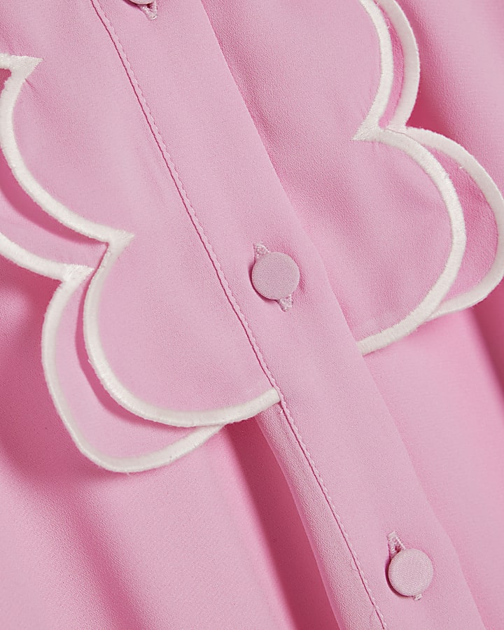 Pink Scallop Shirt Dress