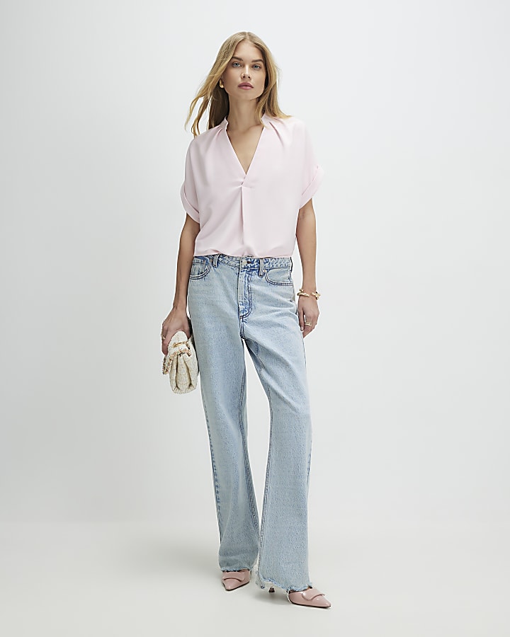 Pink Notch Neck T-shirt